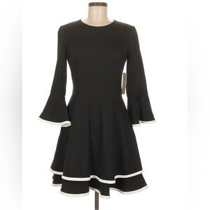 ✨ NWT Eliza J Black Fit & Flare Dress with Ruffles – Size 8
